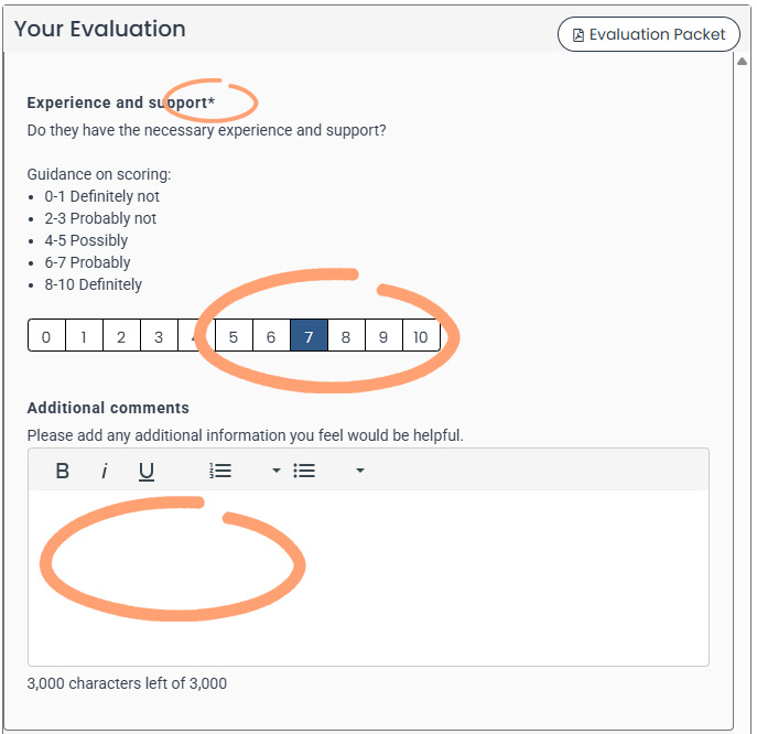 Grants portal scoring and comments