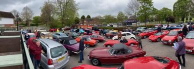 Panoramic image of group of classic cars