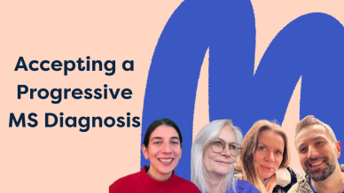 Picture of the four podcast guests and the test accepting a progressive ms dignoses