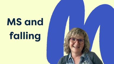 text saying MS and falling  and a picture of the guests of the podcast