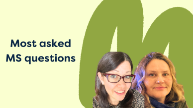 Picture of the two podcast guests and the text: Most asked MS questions