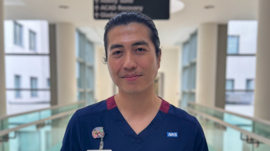 Man in a hospital with dark hair