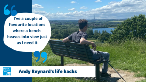 Andy sitting on a bench