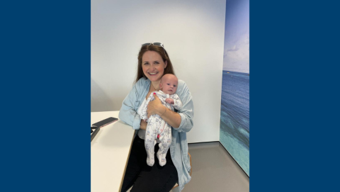 Jen holding her new baby