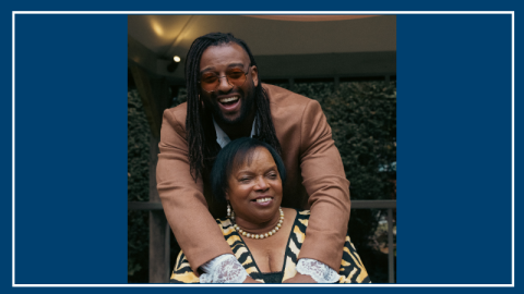 Oritse pictured with his mum who lives with MS