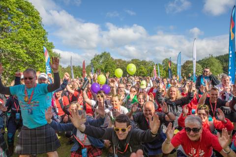 kiltwalk walkers gathered together 