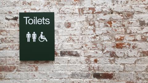 male, female and disabled toilet sign