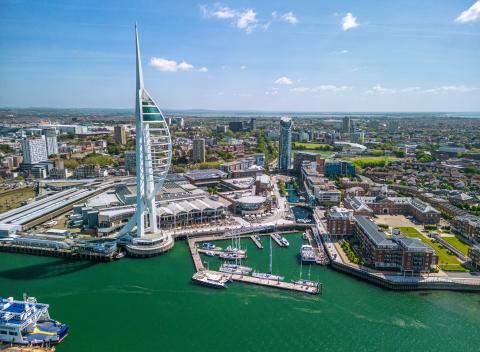 aerial shot of Portsmouth