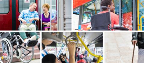 Collage of people using different forms of transport