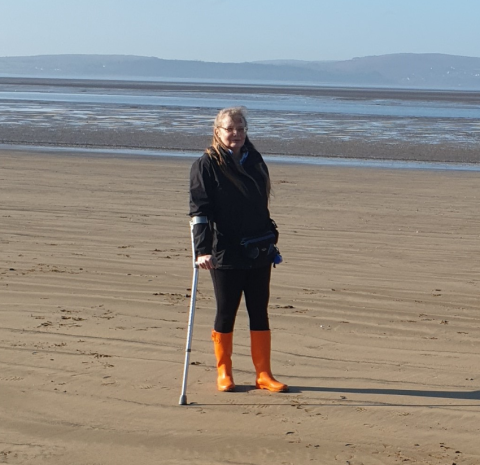 MS Trust volunteer Caroline Smith photographed at the beach