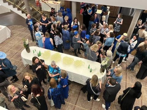 A large group of people seen from above.