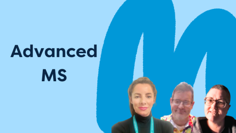 Picture of the three podcast guests and the text Advanced MS