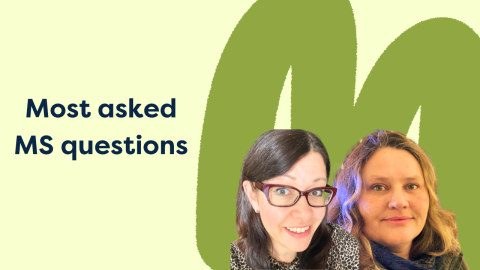 Picture of the two podcast guests and the text: Most asked MS questions