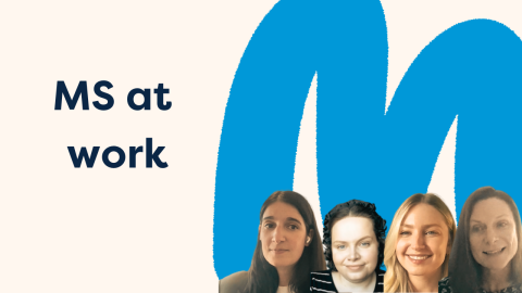 Picture of the four guests and the words: "MS at work."