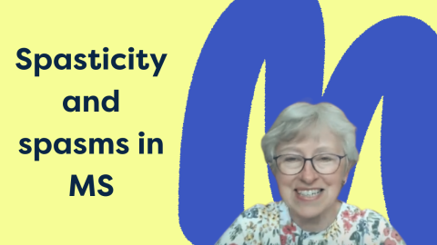 text saying Spasticity and spasms in MS and a picture of the guests of the podcast