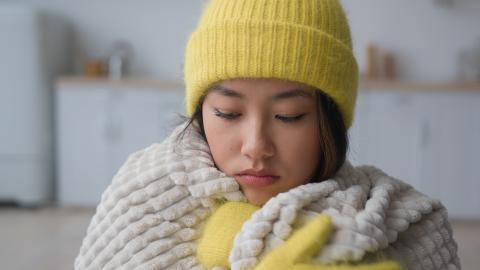 Woman struggling with the cold