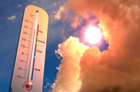Thermometer showing extremes of temperature