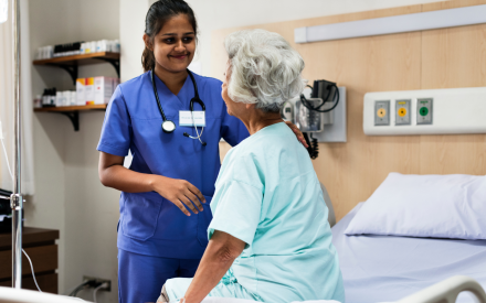 Nurse with a patient in a hospital